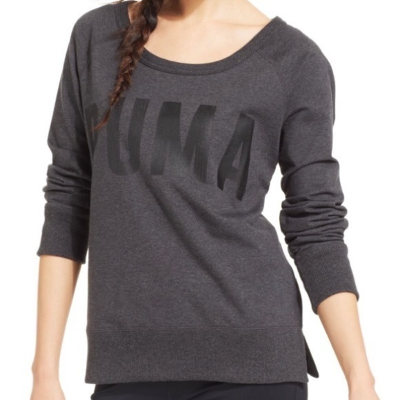 Puma Scoop Neck Spell-Out Pullover Gray S‎ - Picture 1 of 7